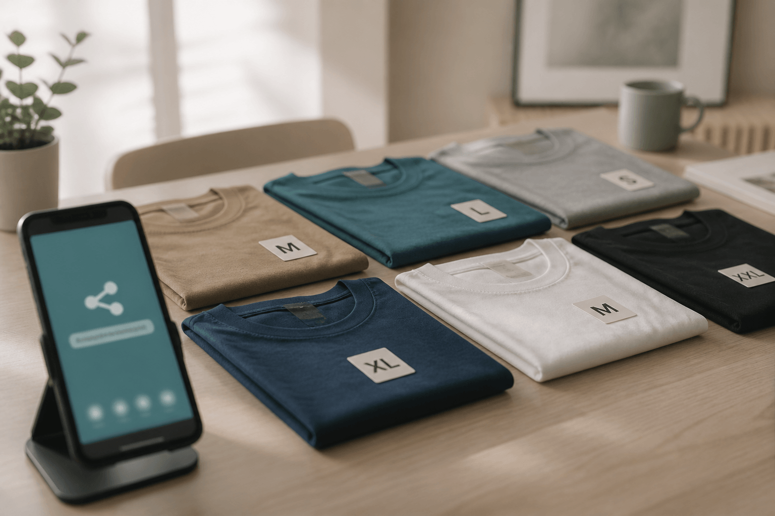 Group store illustration: share a link and everyone picks a size and pays