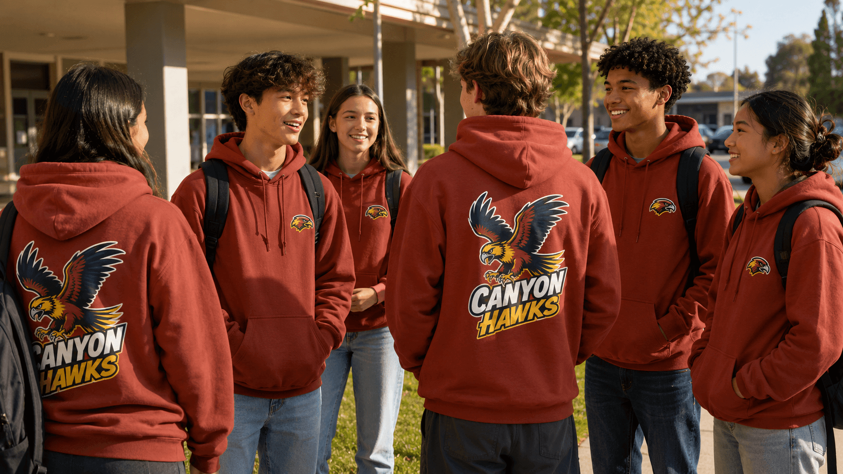 Saratoga / Cupertino School Spirit Day Hoodies: Large back graphic, self-checkout for parents